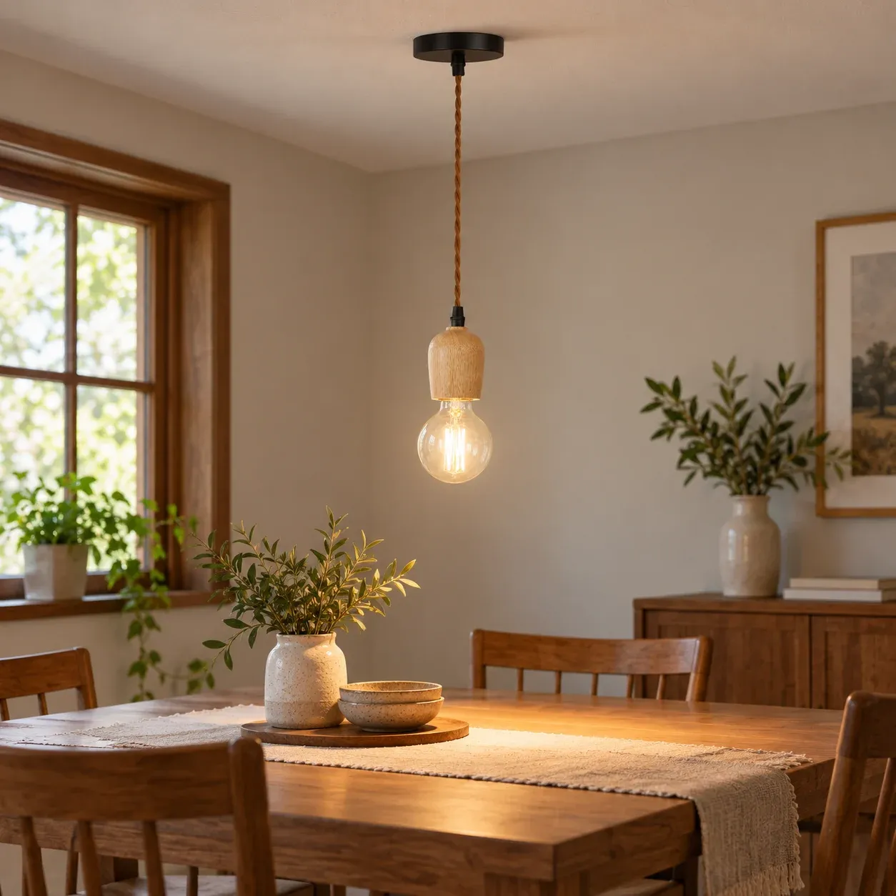 Wood Drop Pendant Light — photograph 1