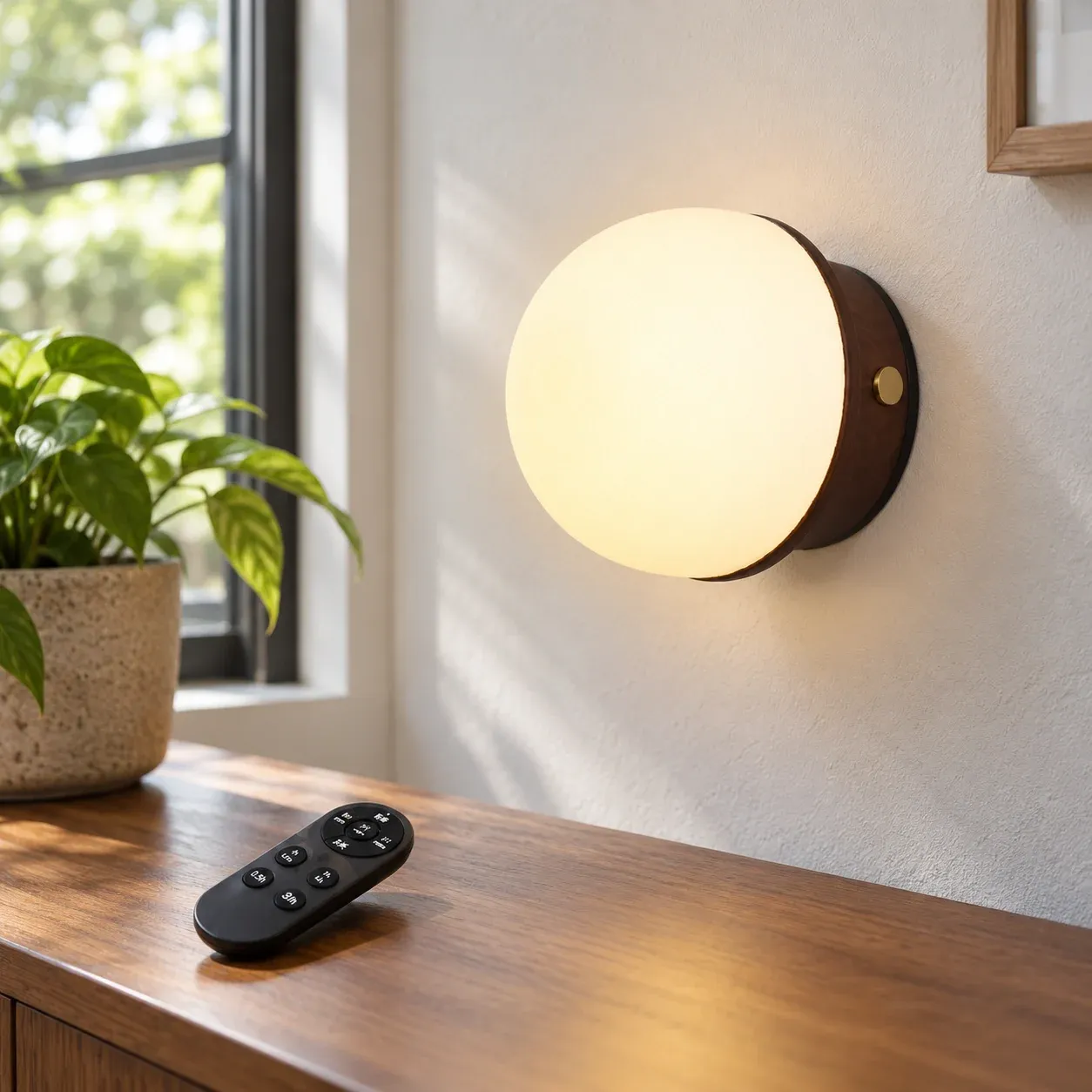 Lucan Wall Light - Walnut Color / White - complete item