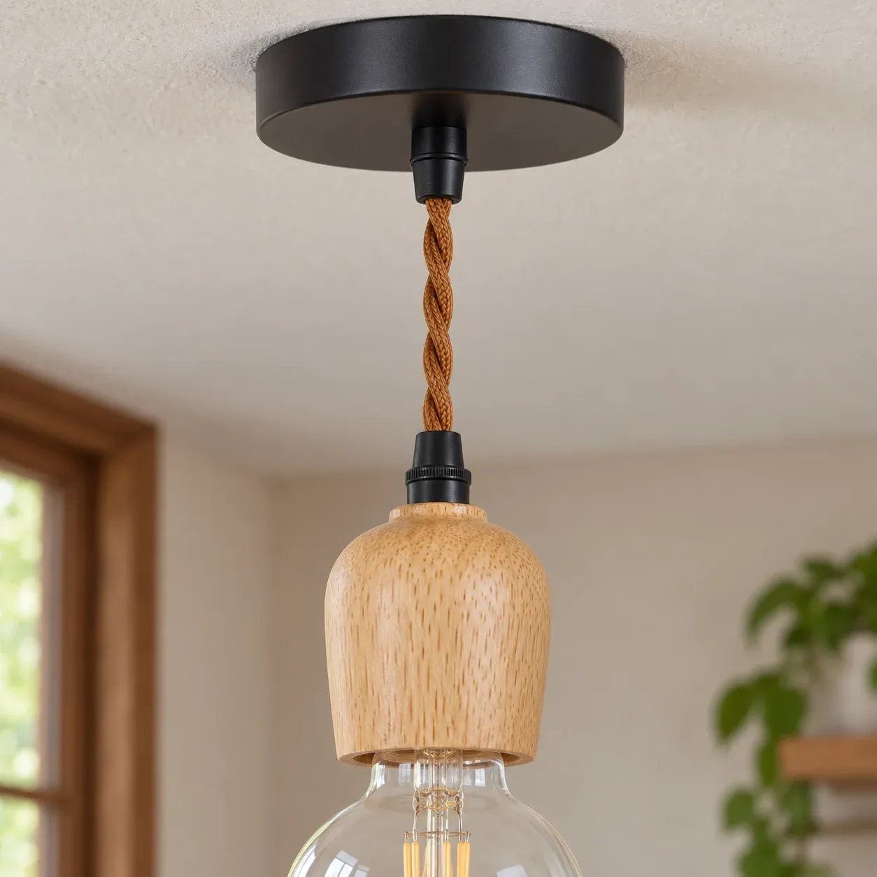 Wood Drop Pendant Light — photograph 3